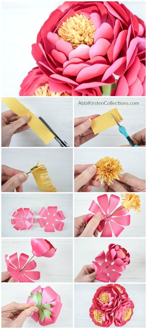 peony paper flower templates Paper Peony Diy, Paper Peonies Tutorial, Peony Diy, 3d Paper Flowers, Paper Flowers Diy Easy, Easy Paper Flowers, Paper Peonies, Flower Gift Ideas, Diy Roses