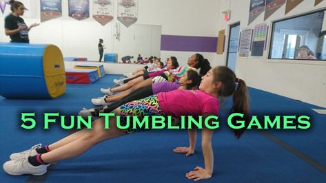 It doesn't matter how good your coaching skills are... you can't BORE your athletes to success. Use these tumbling games to make practices fun again! Fun Gymnastics Games, Beginner Tumbling Drills, Tumbling Hairstyles, Cheerleading Practice Plan, Preschool Tumbling, Teaching Gymnastics, Gymnastics Tutorials, Preschool Gymnastics Lesson Plans, Cheer Conditioning