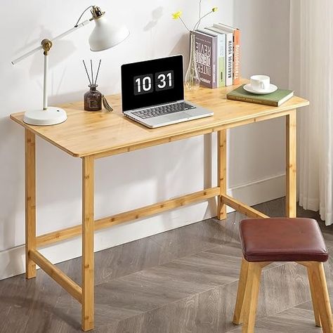 Amazon.com: Nnewvante Bamboo Writing Desk, 47 Inch Home Office Desk, Modern Simple Computer Desk, Sturdy Work Desk Study Table : Home & Kitchen Simple Work Desk, Office Desk Modern, Simple Computer Desk, Desk Dimensions, Desk Modern, Writing Desk Modern, Modern Computer Desk, Desk Study, Simple Desk