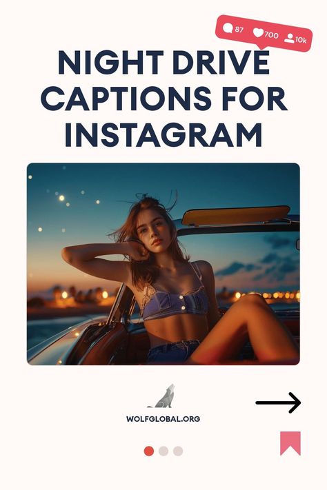 An image promoting night drive Instagram captions with a woman sitting in a car.
A checklist of night travel experiences with related emojis on a promotional graphic.
A smiling young woman using a laptop with graphics for Instagram engagement and likes. Espresso Martini Captions, Espresso Martini Captions Instagram, Bar Pics, Hair Captions, Instagram Boost, Coffee Puns, Sun Quotes, Selfie Captions, Rosé Instagram