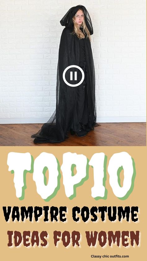 Top 10 Vampire Costume Ideas for Women | Halloween Outfit Inspiration 2023" Homemade Vampire Costume For Women, Vampire Witch Costume, Simple Vampire Costume Women, Vampiress Costume Diy, Vampire Costume Women Outfit, Vampire Costume Diy Female Outfit, Women’s Diy Vampire Costume, Vampire Costume Ideas Women Diy, Diy Vampire Costume Women Outfit