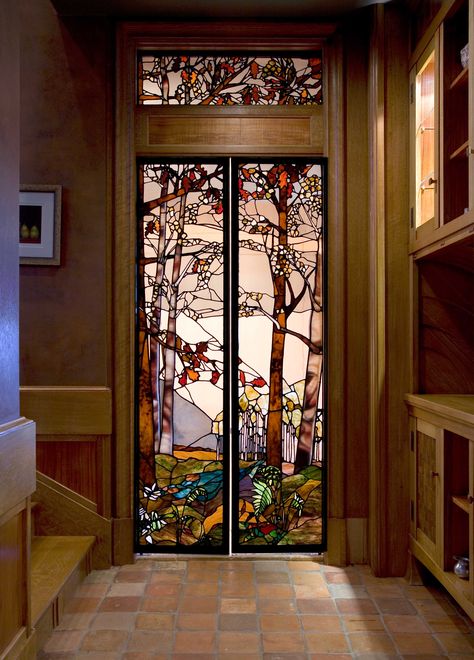 Glass Interior Doors, Stained Glass Doors, L'art Du Vitrail, Stained Glass Door, زجاج ملون, Glass Interior, Verre Design, Art Stained, Open Door