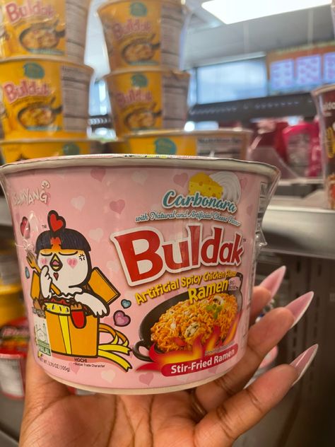 Kawaii, cute Pink Ramen, Pink Buldak Ramen, Budak Noodles, Budak Ramen, Ramen Stir Fry, Cup Noodles, Chocolate Company, Junk Food Snacks, Ramen Bowl