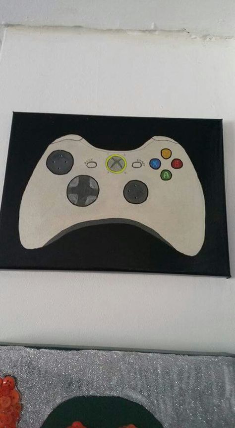 Xbox Painting Ideas, Controller Painting, Gaming Bedroom, Presents For Boys, Bedroom Decorations, Boys Rooms, Boy Drawing, Cute Canvas Paintings, Black Art Painting