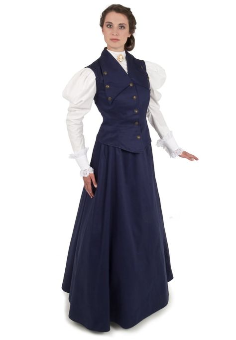 Governess Aesthetic, 1890 Dress, Victorian Vest, Edwardian Woman, Edwardian Wedding Dress, 1900 Fashion, Blue Stockings, 1910s Fashion, 1800s Fashion