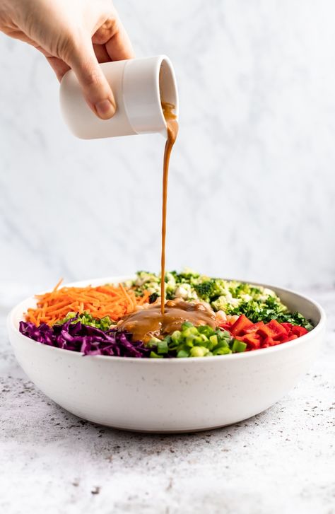 Healthy Thai Peanut Dressing | Ambitious Kitchen Thai Peanut Salad Dressing, Peanut Salad Dressing, Salad Dressing Healthy, Thai Broccoli, Peanut Dressing Recipe, Thai Peanut Dressing, Thai Peanut Salad, Easy Homemade Salad Dressing, Dressing Healthy