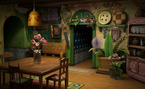 Studio Ghibli Apartment Aesthetic, Secret Of Arrietty, Arrietty House, Studio Ghibli Architecture, Studio Ghibli Library, Studio Ghibli Arrietty, Modelling Studio, Ghibli Background, The Secret World Of Arrietty