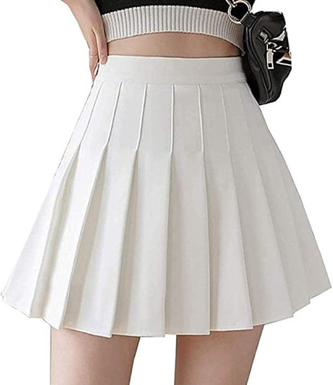 Girls Women’s High Waisted Pleated Skater Tennis Skirt School Uniform Skirts with Lining Shorts(Solid White,XL) at Amazon Women’s Clothing store White Fitted Skirt With Button Closure, Fitted White Skirt With Button Closure, White Mini Skirt With Buttons, Casual White A-line Skort, White A-line Casual Skort, White Casual Mini Skirt With Buttons, Casual White Mini Skirt With Button Closure, White Mini Skirt With Button Closure For Spring, Fitted Pleated Skirt With Buttons For Spring