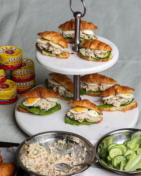 Mini Tuna Sandwiches, Mini Croissant Sandwiches, Crescent Sandwiches, Tuna In Oil, Tea Ingredients, Croissant Sandwich, Mini Croissants, Tuna Sandwich, Roasted Walnuts