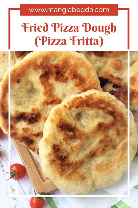 Fried Pizza Recipe, Italian Fried Bread Recipes, Pan Fried Pizza Dough, Fried Pizza Dough Recipes, Deep Fried Pizza Dough, Fried Pizza, Fried Pizza Dough, Italian Fried Bread Dough, Fried Dough Recipe With Pizza Dough