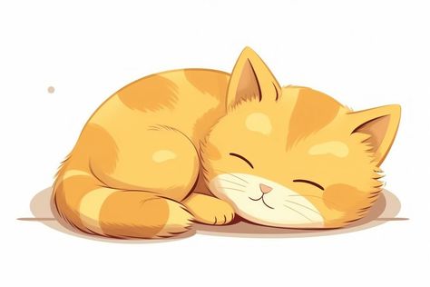 Sleeping Cats Illustration, Cat Sleeping Drawing, Sleeping Cat Illustration, Sleeping Cartoon, Sleep Cartoon, Cute Cat Sleeping, Sleeping Drawing, Medieval Aesthetic, Sleeping Animals