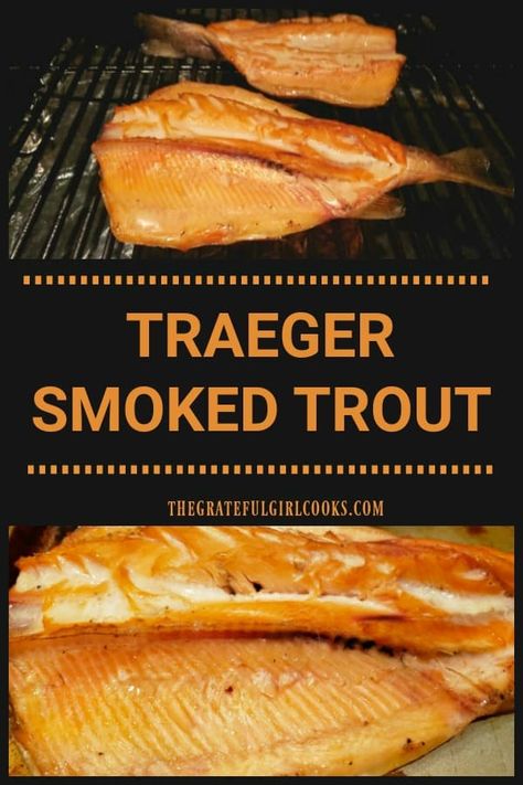 Smoked Trout Fillet Recipes, Smoked Lake Trout Brine Recipe, Fish On Smoker, How To Cook Fresh Caught Trout, Smoked Rainbow Trout, Fish On Traeger, Smoked Trout Recipe Dinners, Smoked Rainbow Trout Recipes, Traeger Trout Recipes