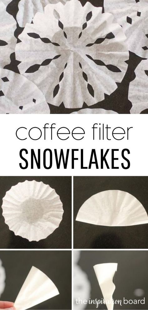 Christmas Crafts Coffee Filters, How To Cut A Snowflake Out Of Coffee Filter, Snowflake Coffee Filters For Kids, Coffee Filter Winter Crafts, Crafts With Coffee Filters For Kids, Coffee Filter Christmas Crafts For Kids, Coffee Filter Snowflakes For Kids, Snowflake Coffee Filter, Coffee Filter Christmas Ornaments