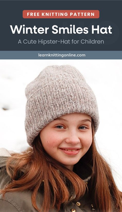 Hat Free Knitting Pattern, Kids Hats Patterns, Winter Knitting Patterns, Fall Knitting Patterns, Girls Knit Hat, Beanie Knitting Patterns Free, Ribbed Hat, Knitting For Charity, Knitted Hats Kids