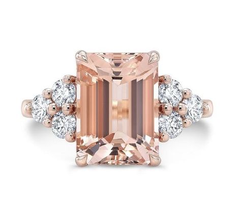 Morganite Rings, Morganite Diamond Engagement Ring, Peachy Blush, Rose Gold Morganite Ring, Antique Style Rings, Family Jewelry, Heirloom Jewelry, Simulated Diamond Rings, Morganite Diamond