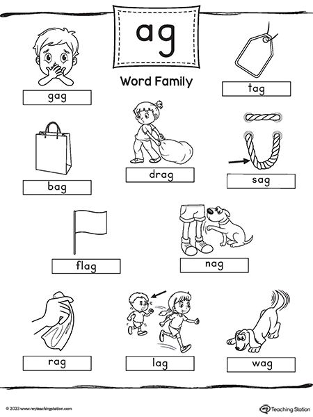 Ag Word Family, English Syllabus, Word Families Printables, Kindergarten Word Families, Ccvc Words, Family Worksheets, Word Family Worksheets, Kids Worksheets, Kids Worksheets Preschool