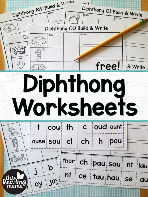 Digraph Worksheets - Build and Write - free from This Reading Mama Vowel Team Worksheets Free Printable, Dipthongs Worksheets Free Printable, Dipthongs Activities Free, Dipthong Activities, Diphthongs Activities, Diphthongs Worksheets, Free Phonics Activities, Digraph Worksheets, Vowel Teams Worksheets