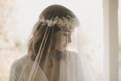 Flower Crown Veil, Silver Hair Vine, Flower Crown Bride, Gold Hair Vine, The Muses, Pearl Hair Vine, Flower Veil, Chic Vintage Brides, Vintage Veils