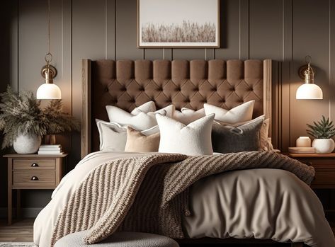 What colour goes with taupe? 10 cosy colours 2024 | Checkatrade Headboard Colour Ideas, Gold And Taupe Bedroom, Brown Colour Bedroom, Brown Headboard Bedroom Color Schemes, Taupe Bedroom Ideas Colour Schemes, Taupe Accent Wall Bedroom, Taupe Headboard Bedroom, Dark Taupe Bedroom, Taupe Bedroom Colour Schemes