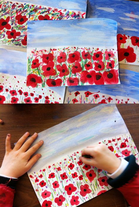 Poppy Craft For Kids, Memorial Day Poppies, Veterans Day Poppy, Perspective Painting, Remembrance Day Activities, Remembrance Day Art, Poppies Flower, Poppies Painting, Poppy Craft