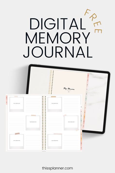 free digital journal for goodnotes freebie Join our email list to get access to this free memory journal and more! #freedigitaljournal Goodnotes Free Journal Template, Digital Journal Templates Layout, Free Digital Planner Covers Goodnotes, Goodnotes Diary Template, Free Goodnotes Journal, Digital Journal Free Download, Digital Journaling Ideas, Goodnotes Diary Template Free, Ipad Journal Template Free