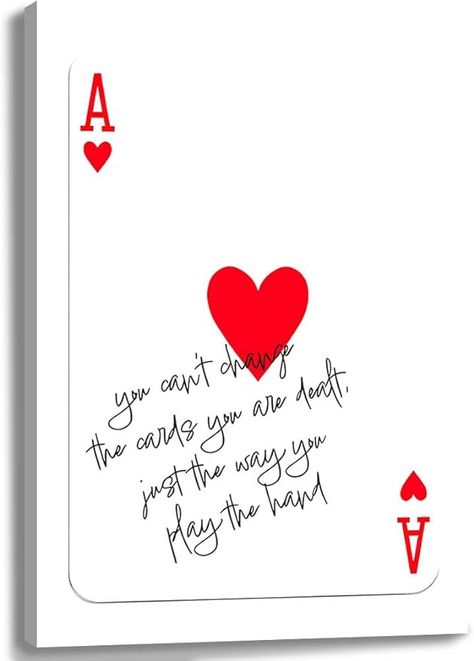 Amazon.com: Stylish Ace of Hearts Poster Funny Modern Preppy Playing Cards Canvas Wall Inspirational Art Aesthetic Wall Decor (C,16x24inch Framed): Posters & Prints Ace Of Hearts Painting, Painting Playing Cards Ideas Aesthetic, Playing Cards Art Diy, Ace Of Hearts Aesthetic, Deck Of Cards Art, Playing Cards Art Projects, Playing Cards Aesthetic, Sista Quotes, Business Study