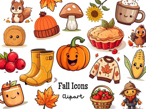 Fall Icons, Kingdom Art, Fall Clip Art, Funny Expressions, Adventure Art, Autumn Stickers, Halloween Clipart, Icon Collection, Free Halloween