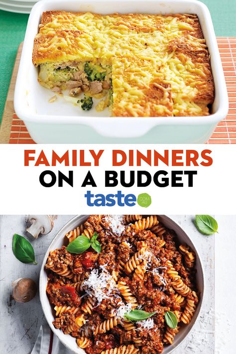 With pasta, bakes, curries and pies, everyone will love these easy-yet-cheap meals for families. #budget #familydinner #dinner #dinnerideas #cheapmeals #cheapdinners #budgetmeals #australia #australian #australianrecipes Budget Family Meals Australia, Budget Family Meals Uk, Uk Meal Ideas, Uk Dinner Ideas, Uk Dinner Recipes, Budget Family Dinners, Super Cheap Healthy Meals, Cheap Family Meals Uk, Family Meals Uk