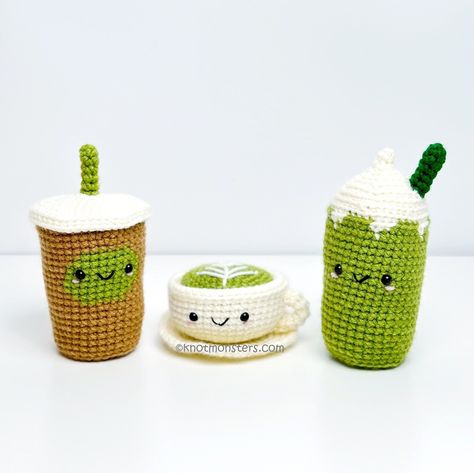 Matcha Latte Iced Crochet Pattern PATTERN ONLY PDF Download Amigurumi Beginner Easy Simple Basic How to Food Breakfast Coffee Green Tea - Etsy Matcha Crochet, Coffee Amigurumi, Amigurumi Beginner, Crochet Tea Cup, Coffee Crochet, Amigurumi Food, Crochet Coffee, Breakfast Cafe, Iced Matcha Latte