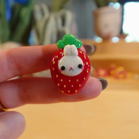 Strawberry Bunny pins coming soon 🍓 🐰 - - - - - - - - - - #strawberry #bunny #handmade #art #artist #smallartist #smallbusiness #magpiejay #pins #store #artistsupport #art #clay #polymerclay Strawberry Clay Art, Trinkets Clay, Clay Pin Ideas, Clay Charm Ideas, Clay Strawberry, Clay Bunny, Strawberry Bunny, Clay Gifts, Clay Pins