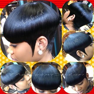 Mushroom cut Short Hairstlyes, Mushroom Cut Black Women, Mushroom Hairstyle, Bowl Haircut Women, Mushroom Cut, Short Quick Weave Hairstyles, Short Weave Hairstyles, Alopecia Hairstyles, Short Relaxed Hairstyles