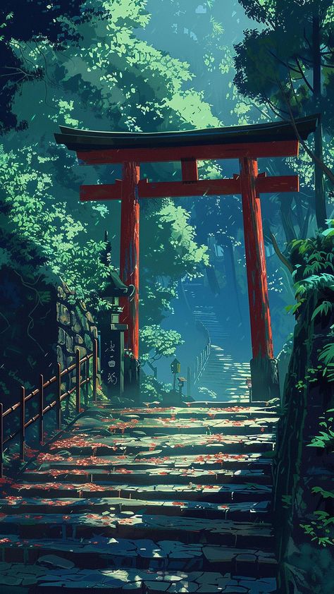 Japanese Art Phone Wallpaper, Iphone Simple Wallpaper Backgrounds, Japanese Scenery Photography, Pretty Anime Scenery, Ghibli Art Aesthetic, Japanese City Wallpaper, Japanese Ipad Wallpaper, Japanese Asthetic Wallpers, Japan Aesthetic Drawing