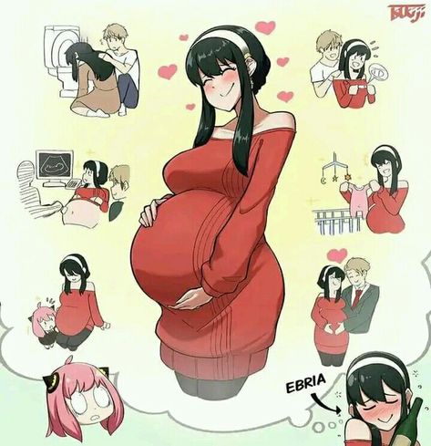 Pregnant Cartoon, Anime Pregnant, A Pregnant Woman, Images Kawaii, Yor Forger, Anime Family, Spy X Family, Family Art, Pregnant Woman