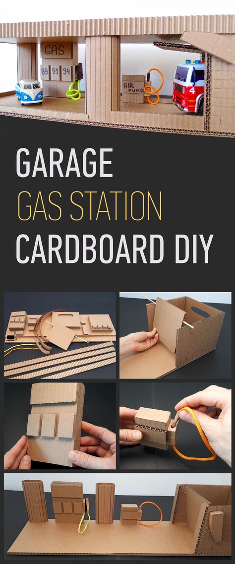 VIDEO TUTORIAL: https://youtu.be/BvCiboc1CQk PDF PATTERN (printable) https://www.etsy.com/ca/listing/615230183/cardboard-gas-station-playset-toy-car #bboxreuseandplay Cardboard Box Toy Car Garage, Toy Car Garage Cardboard, Cardboard Gas Station, Cardboard Car Garage, Diy Toy Car Garage, Cardboard Garage, Diy Toys Car, Cardboard City, Diy Cardboard Toys