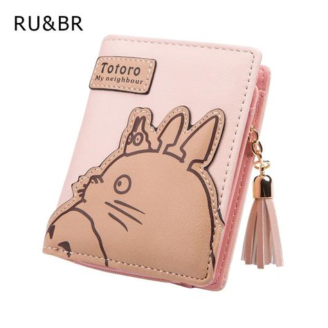 [Visit to Buy] New Fashion Korean Women Wallet Cartoon Animation Small Leather Wallet Cute Totoro Tassels Zipper Clutch Coin Purse Card Holder #Advertisement Cute Card Holder, My Neighbour Totoro, Wallets For Girls, Cute Coin Purse, Small Leather Wallet, Cat Cartoon, Cute Wallets, Cute Card, Anime Accessories