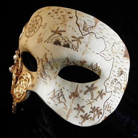 Pirate Masquerade Mask, Gold Fantasy Masquerade Mask For Carnival, Masquerade Ball Men, Pirate Masquerade, Elegant Baroque Masquerade Mask For Theater, Gold Baroque Masquerade Mask For Carnival, Luxury Baroque Formal Mask, Gold Baroque Masquerade Mask, Pirate Treasure Maps