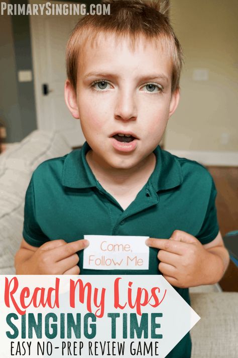 Read My Lips Singing Time Review Game --Easy no-prep singing time ideas for reviewing the 2019 Come, Follow Me outline songs or any other songs your Primary is learning! #singingtime #lds #Primary #musicleader #reviewgame Primary Teachers Gifts, Lds Primary Songs, Singing Time Ideas, Lds Music, Lds Primary Singing Time, Primary Games, Read My Lips, Primary Program, Primary Chorister