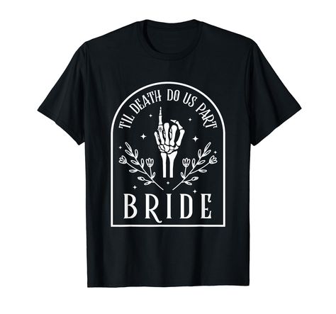 PRICES MAY VARY. Skeleton Ring Finger Bride Groom Matching Couple Halloween shirt for women, girls, bride, bridesmaid, maid of honor...on halloween party, bachelorette party, bridal party, wedding Lightweight, Classic fit, Double-needle sleeve and bottom hem Gothic Bachelorette Party, Gothic Bachelorette, Halloween Engagement, Bachelorette Matching, Bachelorette Party Matching, Bride Or Die, Halloween Bride, Matching Halloween, Gothic Halloween