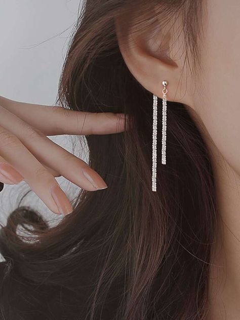 Silver Glamorous Collar Copper Earring Jacket Embellished Fashion Jewelry Earrings Tassel, Funny Earrings, Korean Earrings, Long Tassel Earrings, Butterfly Earrings Stud, Tassel Drop Earrings, Feather Jewelry, Watches Women Fashion, Mua Sắm