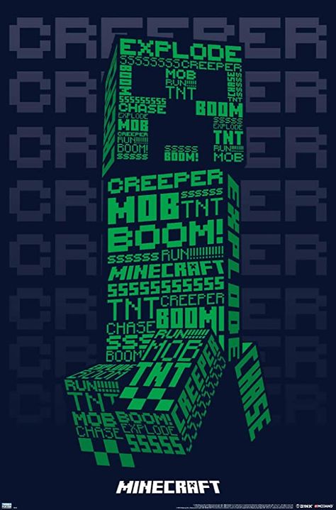 Minecraft Poster, Game Room Wall Decor, Creeper Minecraft, Push Pins, Trends International, Wall Posters, Wall Poster, Cool Posters, Creepers