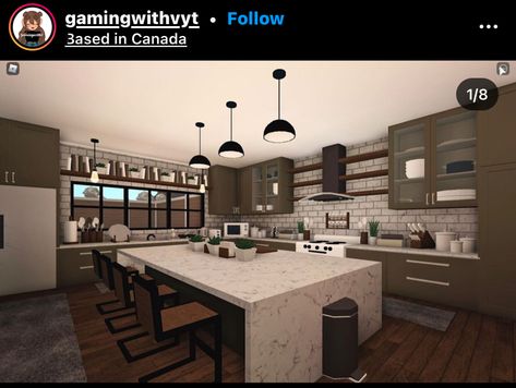 Bloxburg Family Kitchen Ideas, Bloxburg Cabin Kitchen Ideas, Bloxburg Suburban Kitchen Ideas, Roblox Bloxburg House Ideas Kitchen, Bloxburg Kitchen Ideas Dark Academia, Bloxburg Huge Kitchen Ideas, 5 By 4 Bloxburg Kitchen, Bloxburg Kitchen Mansion, Block Burg Kitchen Ideas