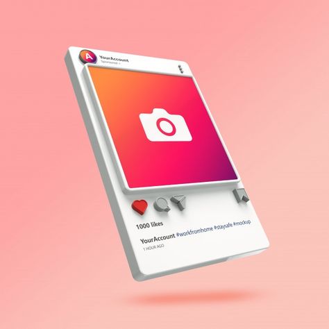 3d visualization of instagram post mocku... | Premium Psd #Freepik #psd #frame #mockup #3d #social