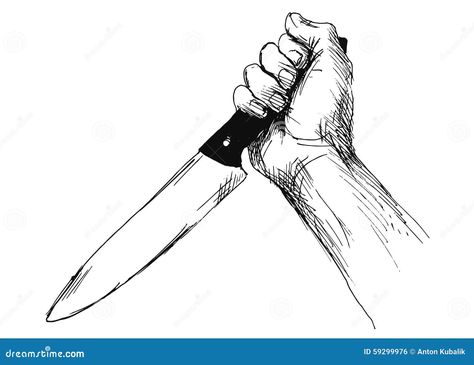 Hand sketch of hand with a knife. Vector illustration Hand Holding Knife Drawing, Knife Draw Sketches, Holding A Knife Drawing, How To Draw A Knife, Knife Clipart, Knife Sketch, Knife Illustration, Knife Drawing, Logo Silhouette