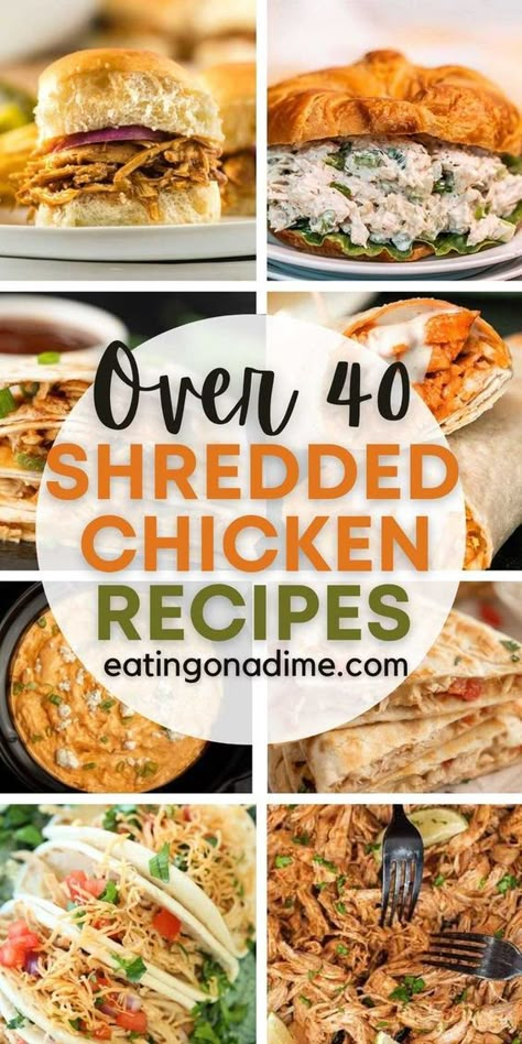 Dinners To Make With Shredded Chicken, Easy Dinners With Shredded Chicken, Dinner With Shredded Chicken Easy Meals, What To Make With Pulled Chicken, What To Cook With Shredded Chicken, How To Cook Shredded Chicken, Easy Cooked Chicken Recipes, Recipes Using Pulled Chicken, Easy Boiled Chicken Recipes