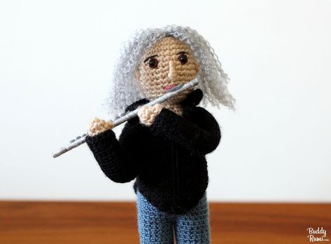 Crochet flute player Crochet Flute, Instrument Music, Saxophone Players, Flute Player, Off The Hook, The Hook, Christmas Hat, Amigurumi Crochet, Crochet Ideas