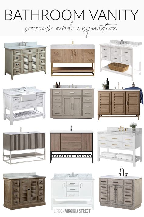 48” Bathroom Vanities, Wood Vanities Bathroom, Bathroom Vanity Ideas, Bathroom Vanity Style, House Renos, Bathroom Vanity Remodel, Life On Virginia Street, Western Rooms, Custom Bathroom Vanity