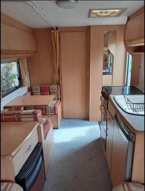 Caravan Awning Interior, Bohemian Camper, Caravan Inside, Shabby Chic Caravan, Small Travel Trailer Remodel, Caravan Paint, Caravan Interior Makeover, Small Travel Trailer, Caravan Hacks