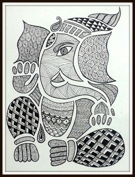 Lord Ganesha - Zentangle I Did It Again, Mandala Art Therapy, Design Mandala, Ganesh Art, Mandala Art Lesson, Mandalas Drawing, Madhubani Art, Ganesha Painting, Ganesha Art