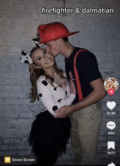 Couples Costumes Appropriate, Couple Customs For Halloween, Angle Couple Costume, Halloween Costumes For Teenage Couples, Couple Halloween Costumes Party, Couples Costumes Firefighter, Cute And Simple Couple Halloween Costumes, Cute Basic Couple Costumes, Holloween Costume For Bf And Gf