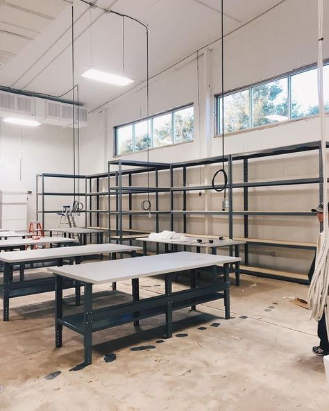 Warehouse Office Space, Warehouse Organization, Design Studio Workspace, Warehouse Office, Decor Shelves, Anna Bond, Warehouse Shelving, Warehouse Design, Dream Office